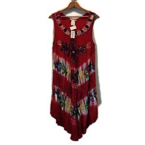 Phases One Size Tie Dye Floral Sleeveless Beach Cover Up New